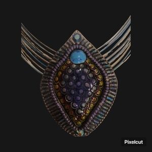 Chico's Blue and Purple Necklace with Art Nouveau Design